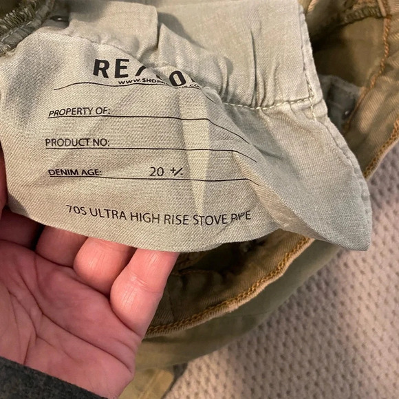 Re/Done NWT 70’s ultra high rise stove pipe raw hem size 26 crop green sage - Picture 8 of 9